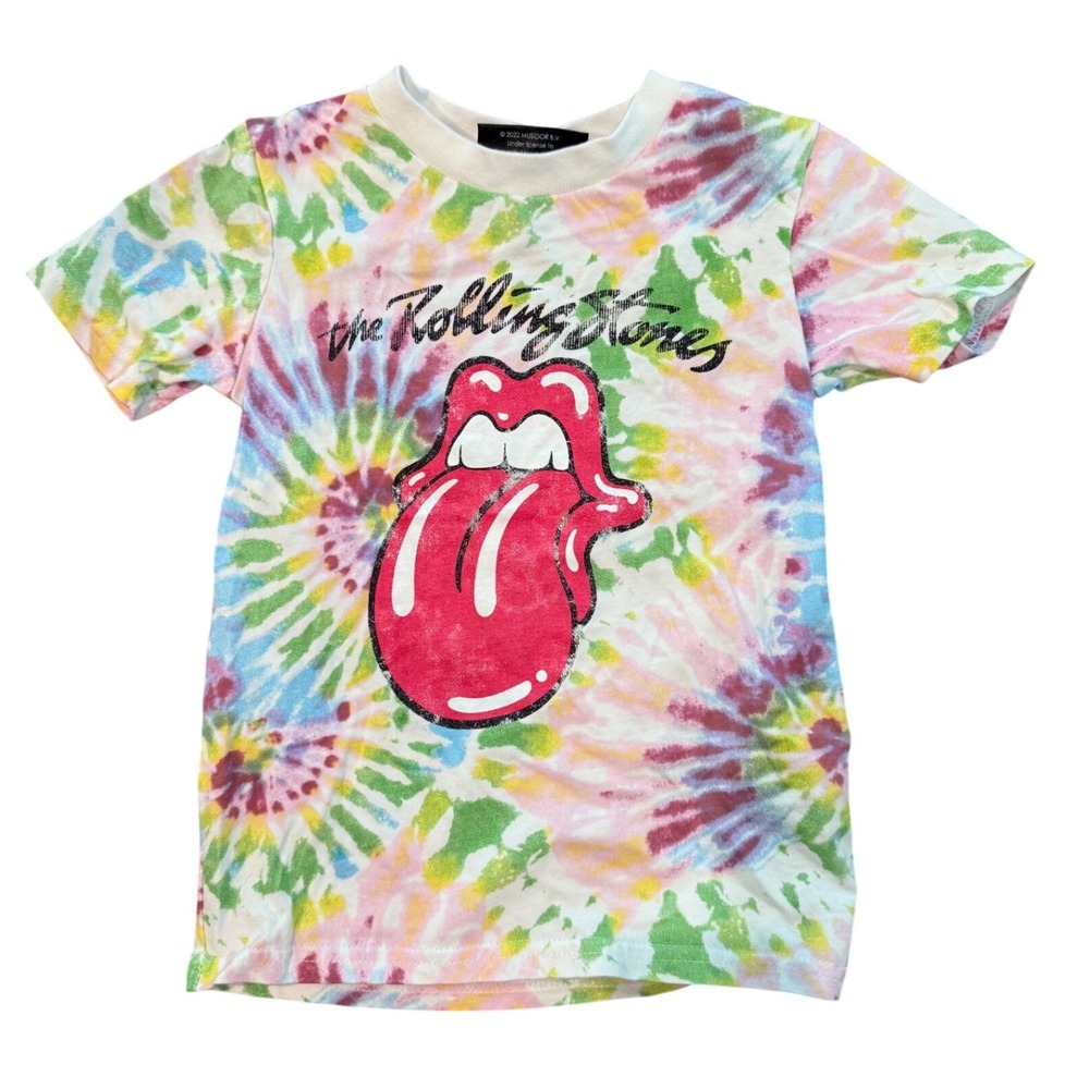 Cotton On Kids The Rolling Stones Tie Dye Graphic T-Shirt Size 2 Rock Band Tee